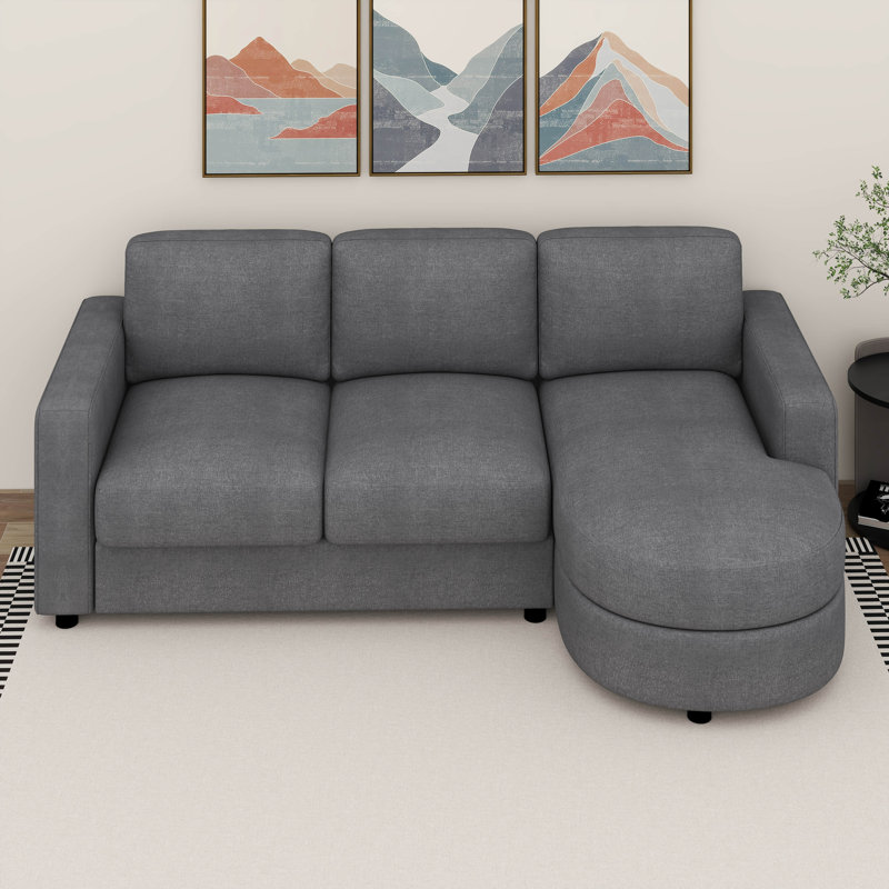 Canapé modulaire modulaire avec méridienne en L, canapé-lit modulaire Cloud avec assise profonde, Gris