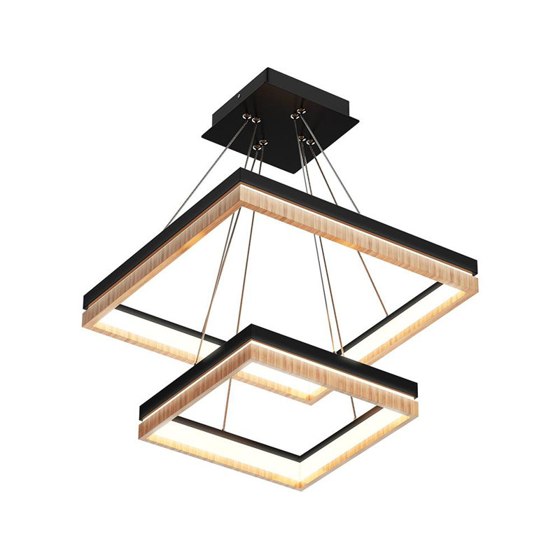 Lustre carré / rectangulaire à 2 lumières DEL pour îlot de cuisine Aedan