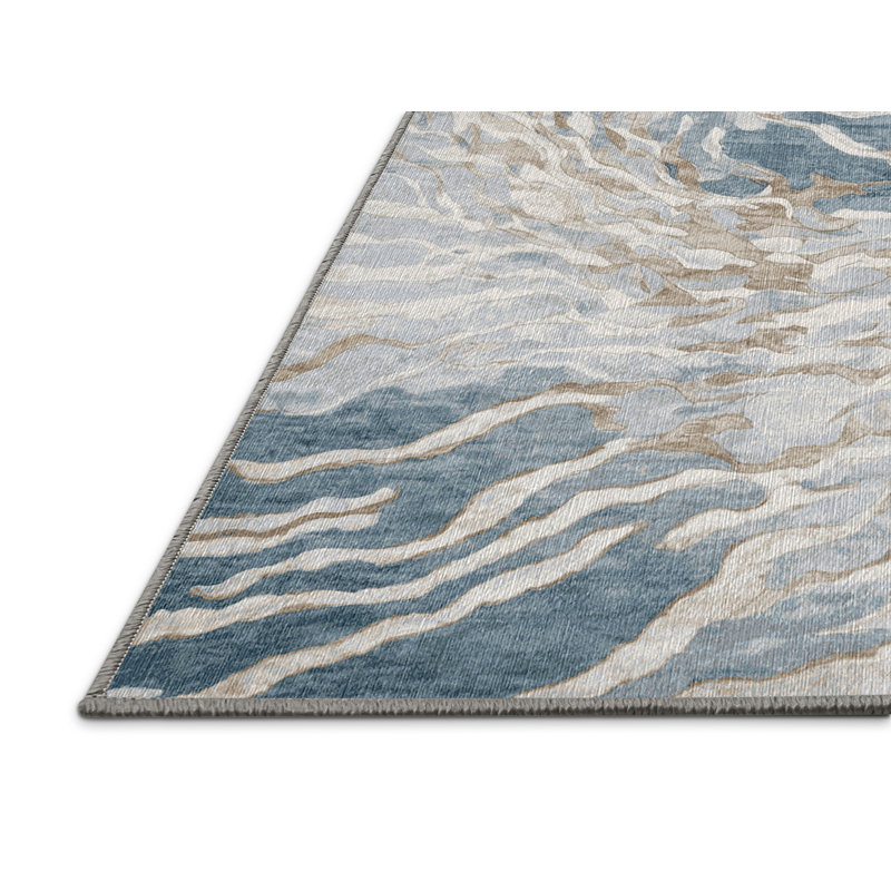 Machine Washable Gray Area Rug, Round 6'
