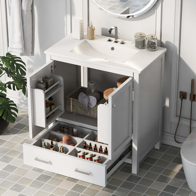 Meuble-lavabo 30 po avec lavabo simple, Blanc