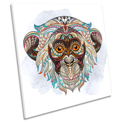Monkey Face Geometric - Wrapped Canvas Print