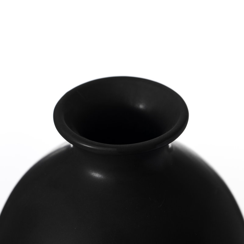 Steriana Ceramic Table Vase, Black, 5" H x 5.5" W x 5.5" D