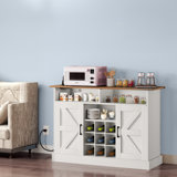 Gracie Oaks 47" Farmhouse Coffee Bar Cabinet With Floating Shelf