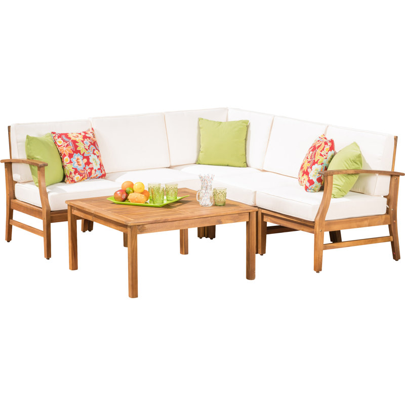 Ensemble modulaire 6 pièces avec coussin Bevens, Crème