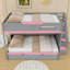 Lit superposé double au-dessus de double avec rangement pour escalier, tablettes à plusieurs niveaux et éclairage DEL-467646765