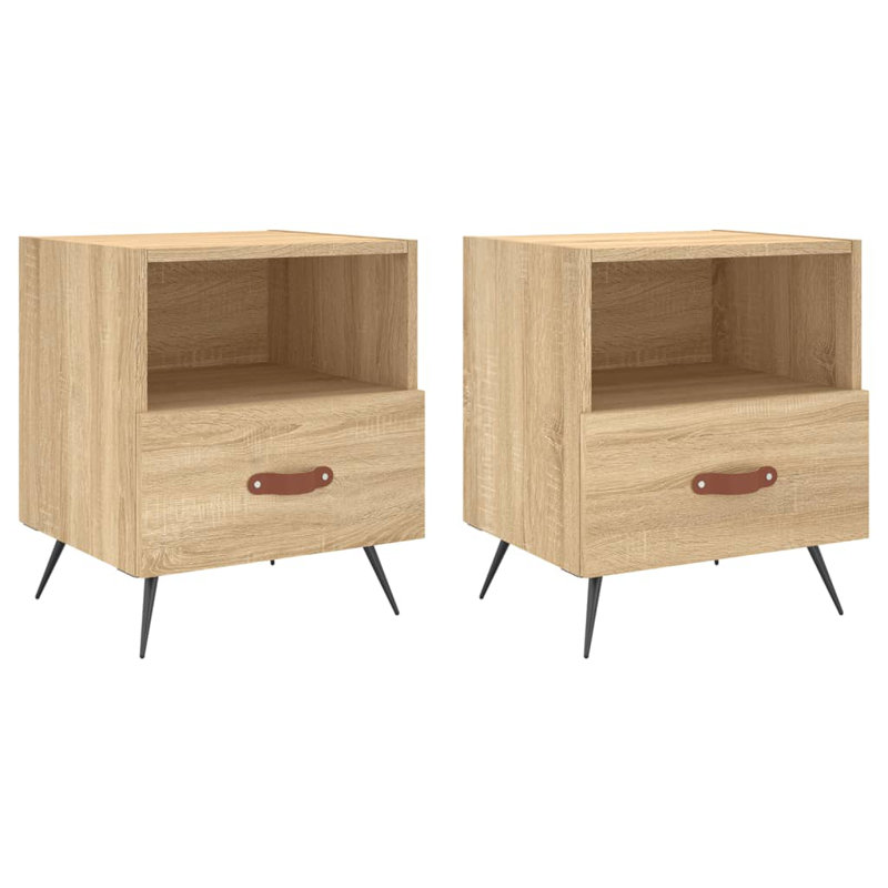 Capodanno 40cm W Manufactured Wood Bedside Table, Sonoma Oak
