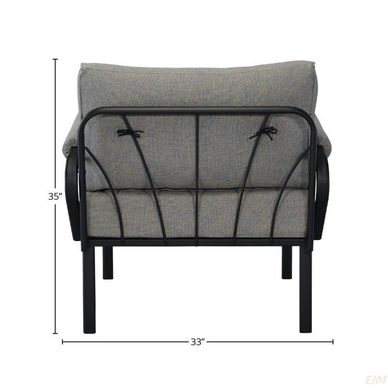 Ensemble de patio en tissu et finition noire (1 fauteuil avec accoudoirs, 1 repose-pieds) (fauteuil), Gris