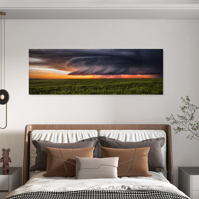Golden Hour Supercell 1 Piece Wrapped Canvas Panoramic Wall Art, 50.8 cm H x 152.4 cm W