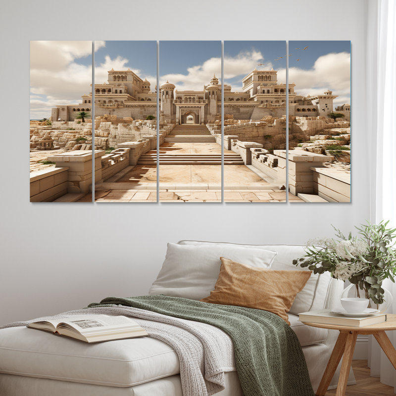 " Hebrew Hebrew Architecture " 5 Piece Art Mixed Media Print