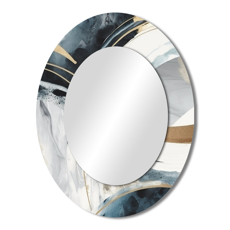Miroir mural moderne noir et doré Fusion Of Marble II, 43 po x 33 po