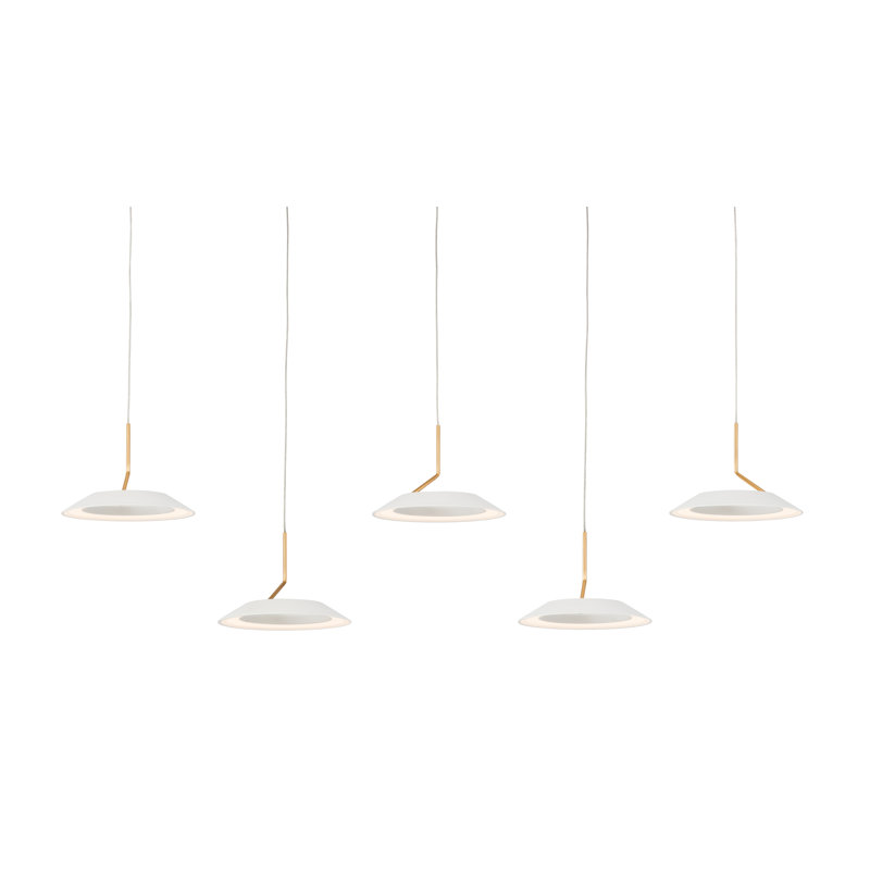 Modern Matte White and Gold 5-Light LED Island Pendant
