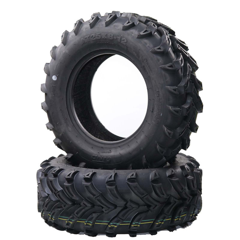 Ensemble de pneus de qualité supérieure tout-terrain pour VTT / UTV - 25 x 8 à 12, 6PR sans chambre à air - Traction de sable et de boue supérieure - prêt pour le sentier, ensemble de 2 - remplacement pour 25 x 8 x 12 - Spécifications: 25 x 8 à 12 6PR QD137