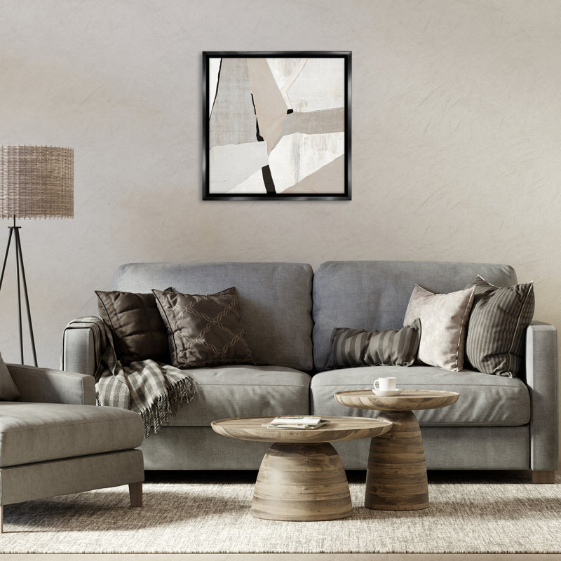 Formes robustes en beige, H 25 po x l 25 po, Cadre flottant noir de jais