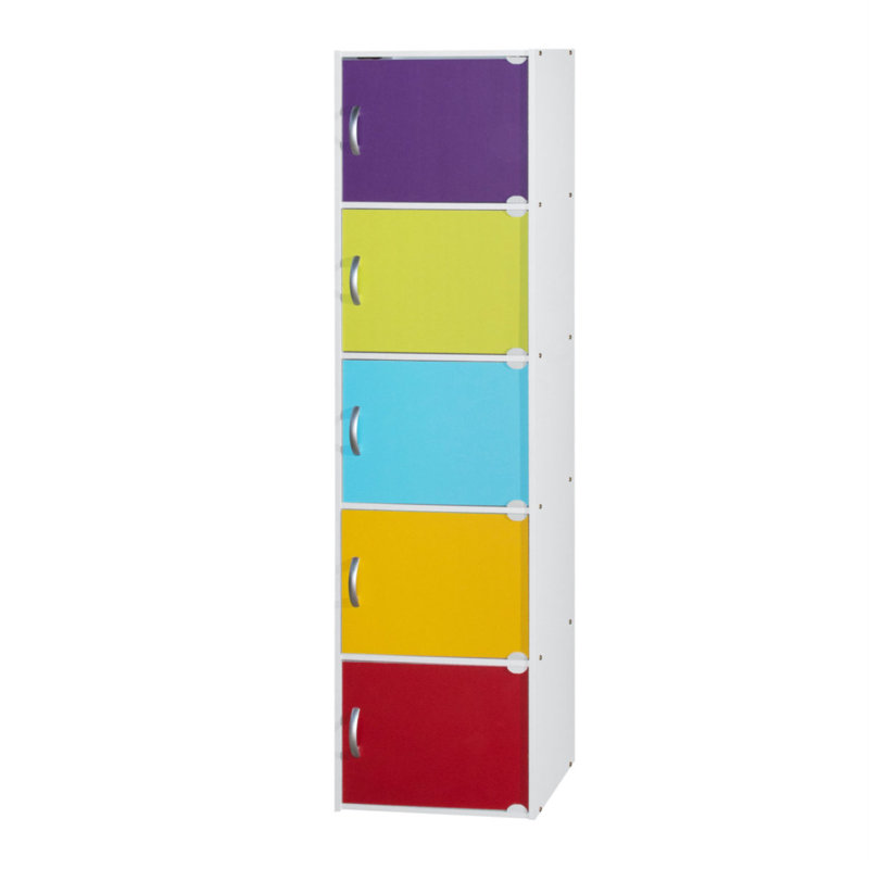 Bibliothèque blanche Latitude Run® à 4 tablettes et 4 portes, Arc-en-ciel, (5 tablettes) H 59,1 po x l 15,9 po x P 11,8 po