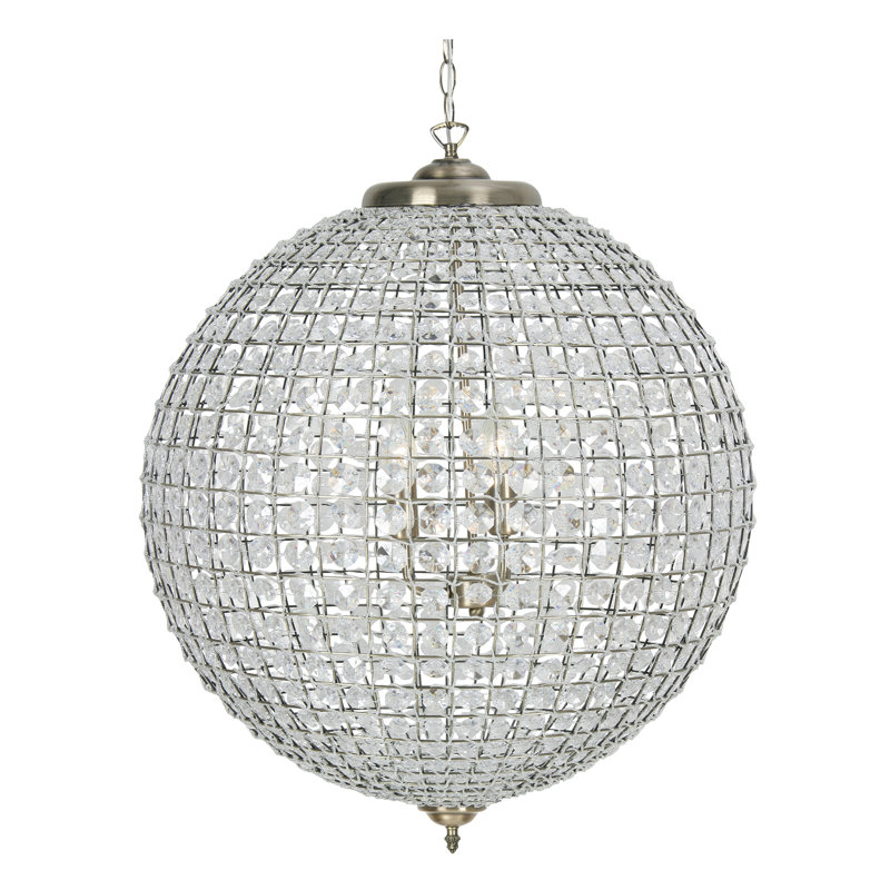 - Light Antique Brass Crystal Pendant, 60cm H x 60cm W x 60cm D