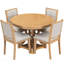 Ensemble de table de salle à manger 5 pièces avec table ronde extensible et 4 chaises rembourrées pour une salle à manger élégante-1479925708
