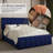Queen Size Velvet Upholstered Platform Bed Frame with Button Tufted Headboard & 4 Storage Drawers, Wooden Slat Support, No Box Spring Needed - Blue-1829419779-1829419780