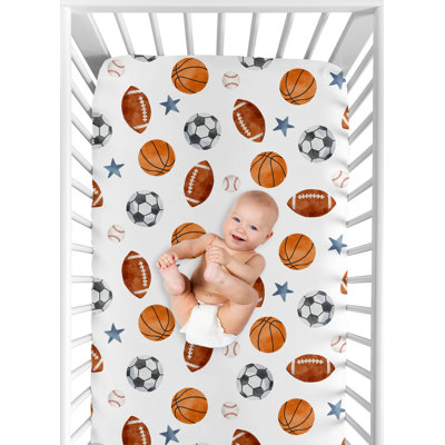 Watercolor Sports Theme Fitted Crib Sheet by Sweet Jojo Designs