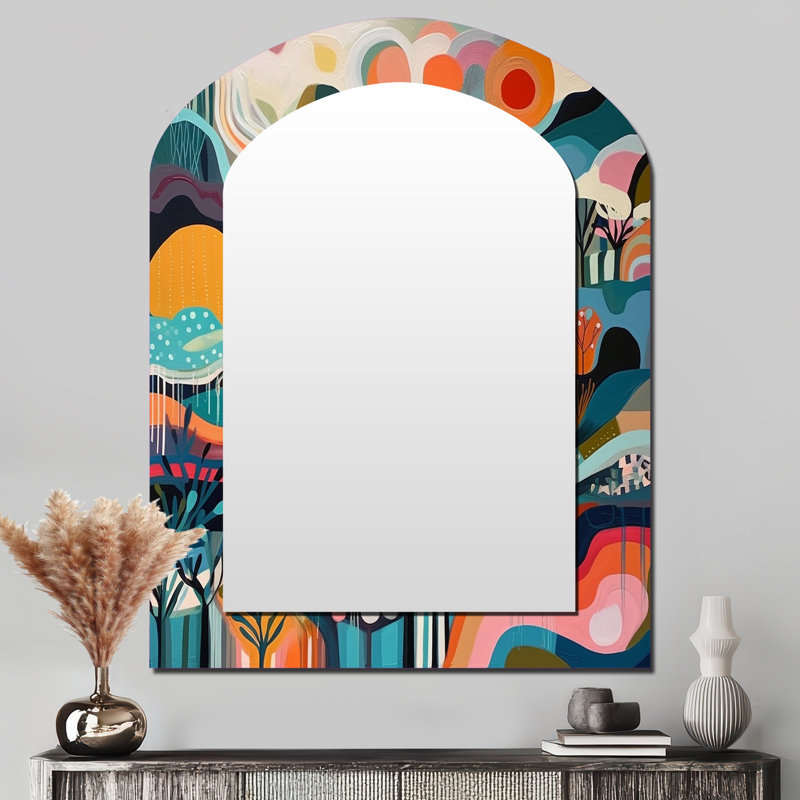 «Blue Green Minimalims Explosion - Minimalisme», miroir décoratif asymétrique, 43 po x 33 po