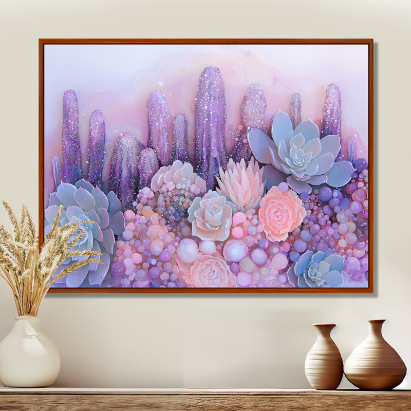 Lavande, aura de cactus au Nevada - décoration murale cactus floral, H 34 po x l 44 po, Brun