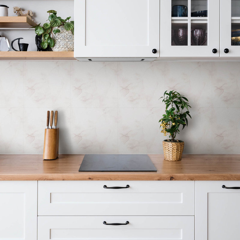 Self Adhesive Vinyl Splashback Tiles Sticker Peel Stick set 9 pieces 30x30 cm Delicate light marble