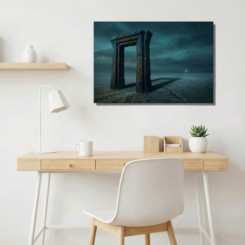 «Stone Archway Under Dark Teal Sky», art mural, H 20 po x l 30 po