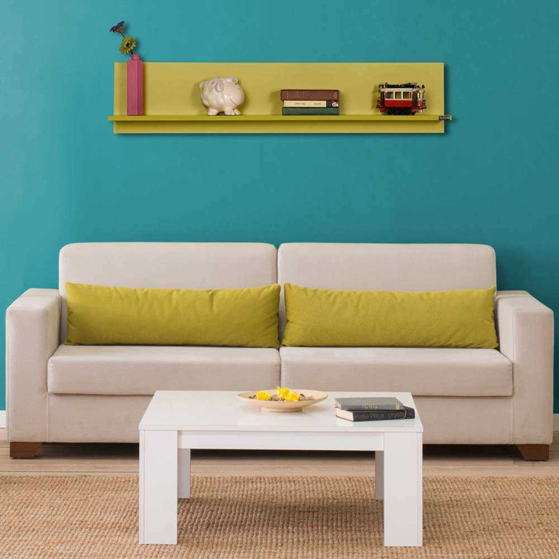 Modern Wall Shelf, Green, 47.2 x 9.8 x 7.9 inches | 100% Melamine Coated Particle Board, Thickness: 0.6 inches | Stylish Storage Solution for Home or Office, Solid Color Design, Durable & Contemporary