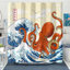 Ensemble de rideau de douche en tissu imperméable avec crochets pour salle de bain Funny Ocean Octopus 72 po x 72 po