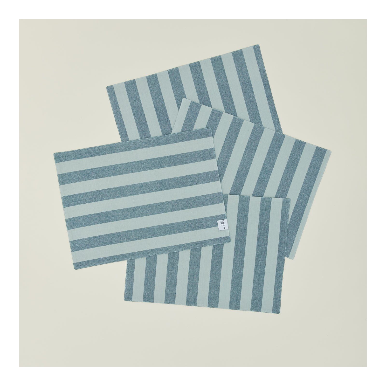 Essential Striped Placemat - Set Of 4, Sky/Peacock