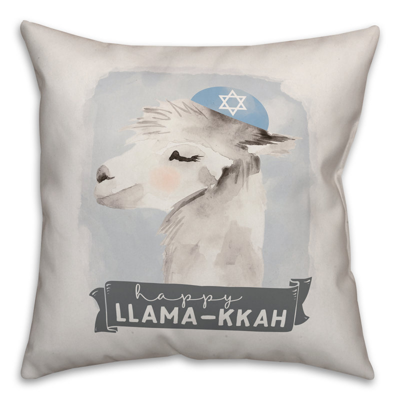  Housse de coussin Happy Llama-Kkah, 18 po x 18 po, Polyester/ Bourre en polyester