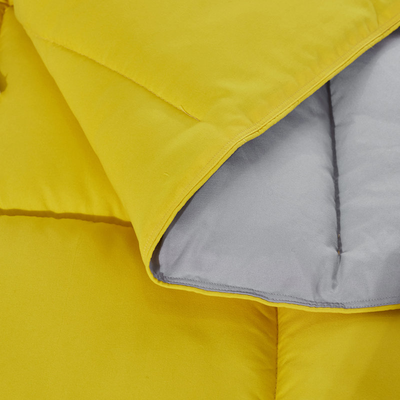 3pc Comforter Set - All Season Reversible Down Alternative Comforter with Two Shams - Breathable, Soft, Fluffy, Yellow