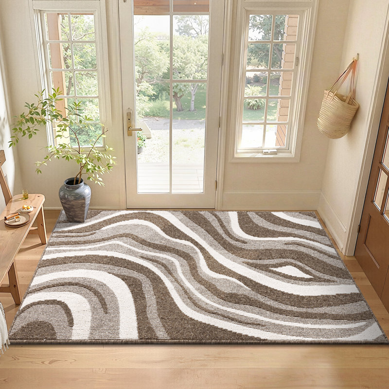 Tapis d'entrée antidérapant lavable, Brun, L 36 po x L 60 po