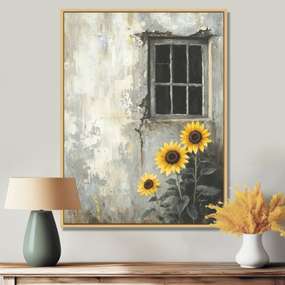 Dodwell, campagne, tournesols et grange, fenêtres I - tournesols, art mural