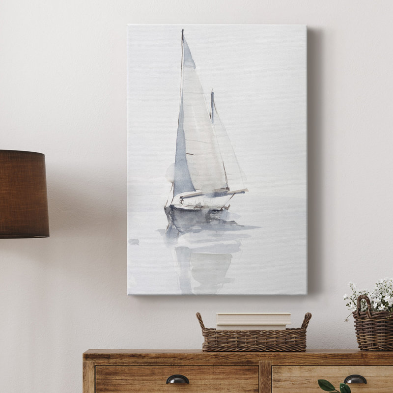 Toile tendue avec châssis de qualité supérieure Misty Harbor II - prête à être accrochée, H 27 po x l 18 po x P 1 po