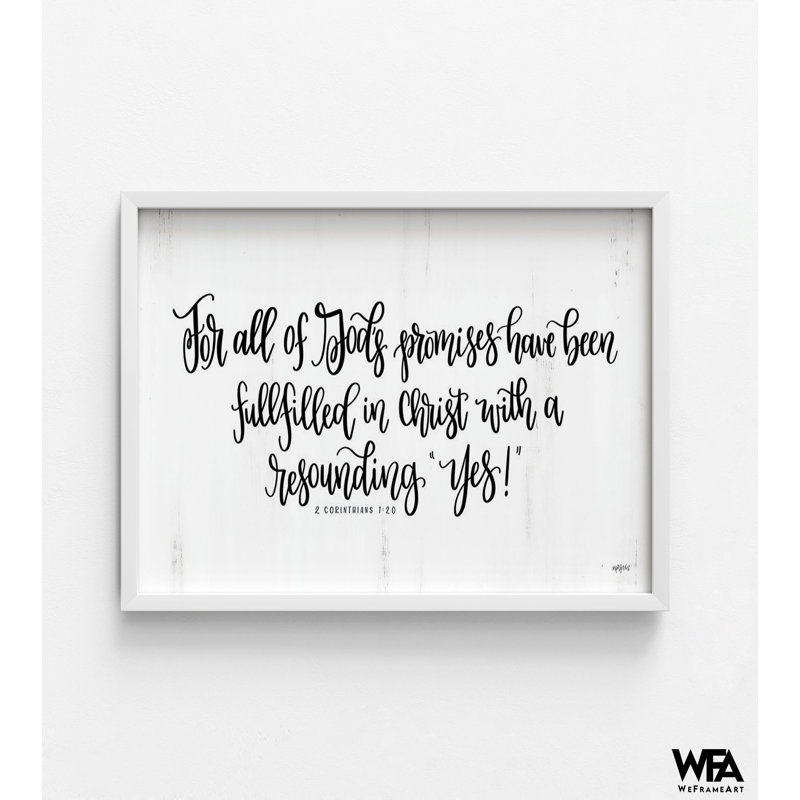 Resounding Yes, 2 Corinthians 1:20 Print, Framed Christ Quote Decor, Gods Plan Print, Biblical Promises Decor, Bible Room Decor