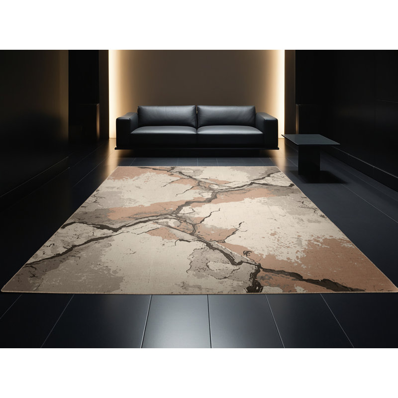 Tapis beige lavable à la machine à l'allure rétro Vintage, Carré 4 pi