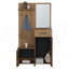 Hall d'arbre en miroir 75 po Parker avec cintres, trois tablettes, deux armoires, un tiroir, un vestibule, une console, un salon chêne clair