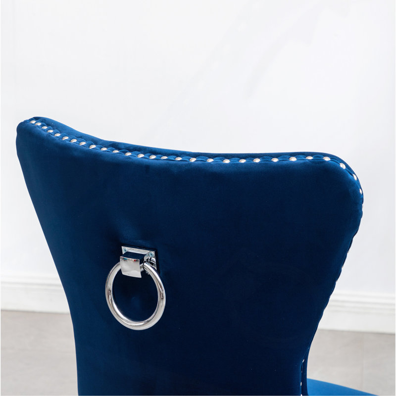 Chaise en velours touffeté Montura, Bleu