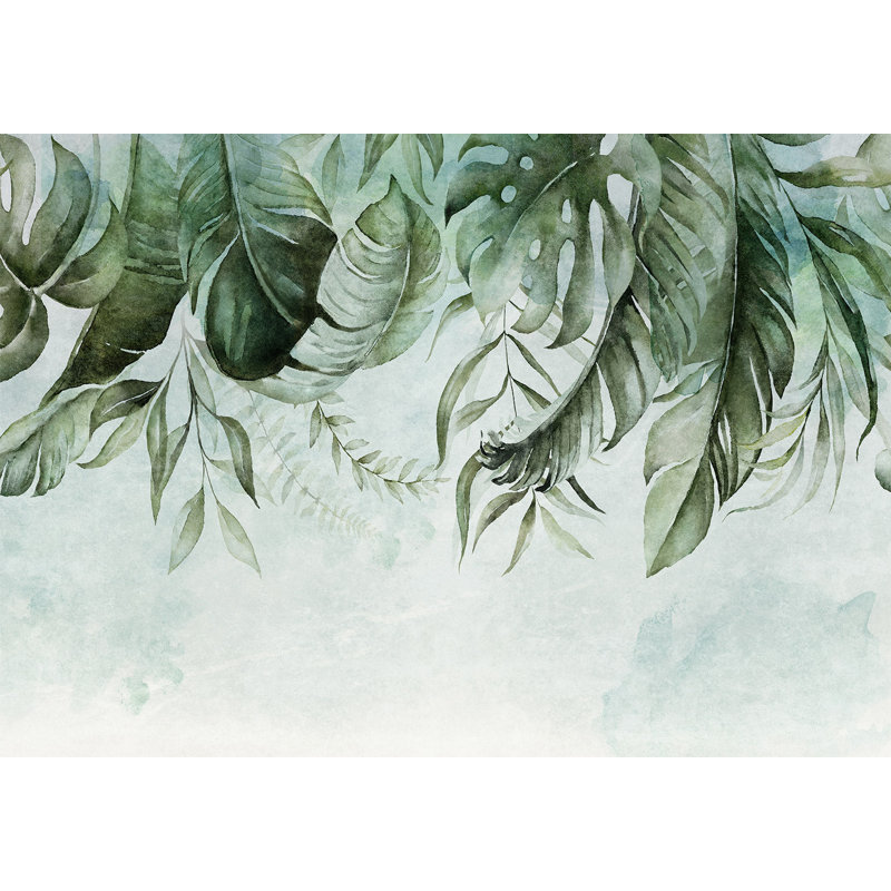 Papier peint botanique - histoire de la jungle verte, L 41 po x l 59 po