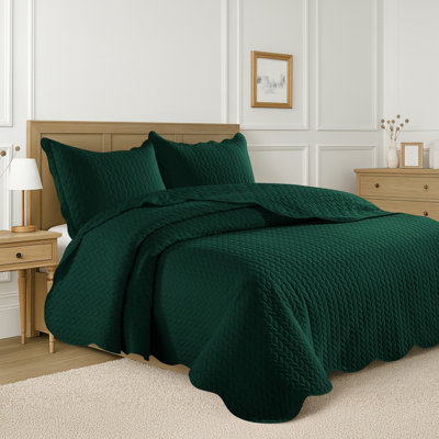 Ensemble de couvre-lit matelassé embossé - Couvre-lit en microfibre ultra doux avec taies décoratives, literie de style hôtel pour tous les lits