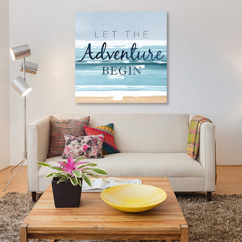 «let the adventure begin', art textuel sur toile, H 12 po x l 12 po x P 1,5 po, Toile tendue, Pas de tapis