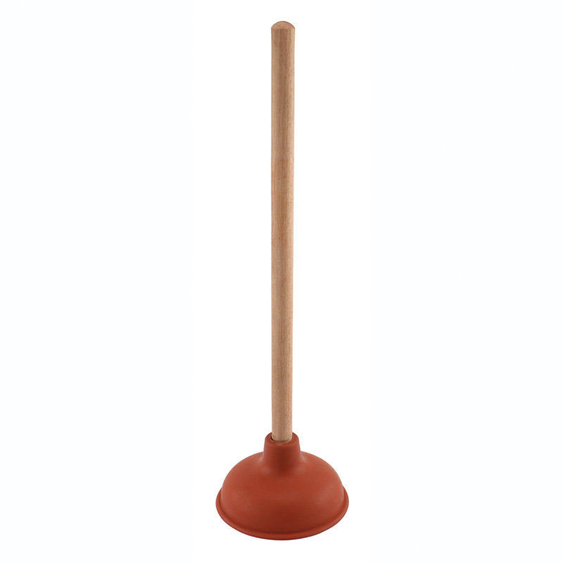 Poussoir Prime-Line, 6 po, léger, coupelle en caoutchouc, poignée en bois (paquet simple), Rouge