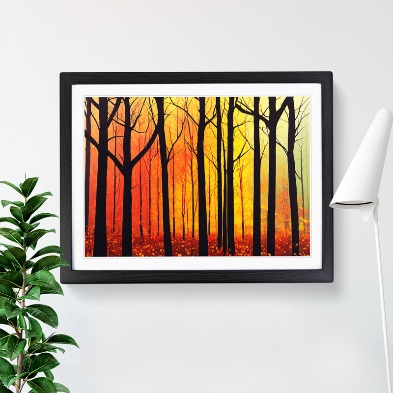 Autumn Forest In Abstract Vol.5 - Single Picture Frame Print, 25cm H x 34cm W, Black