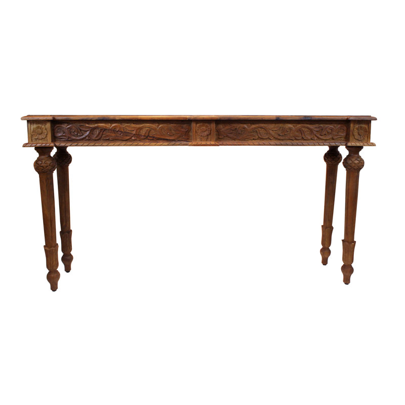 Console 54 po en bois massif vieilli, Walnut