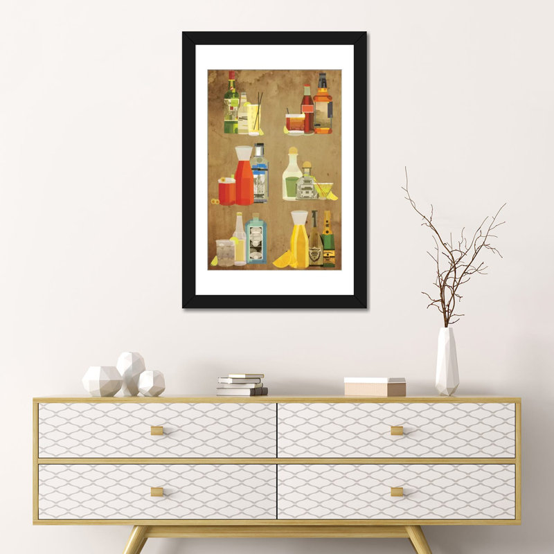 Classic Cocktail, impression sur toile tendue, Papier d'art encadré noir, Blanc, H 24 po x l 16 po x P 1 po