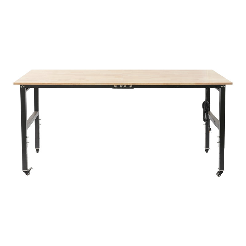 Établi réglable avec prises de courant et roulettes (L 72 po x l 25 po), H 39,5 po x l 72 po x P 25 po