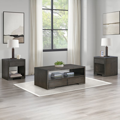 Ensemble de 3 tables d'appoint en bois Evan