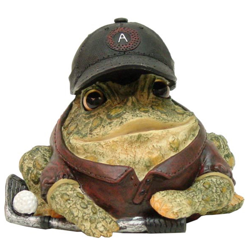 Statue de jardin de golf crapaud / grenouille, Brun, H 5,25 po x l 6,5 po x P 5,5 po