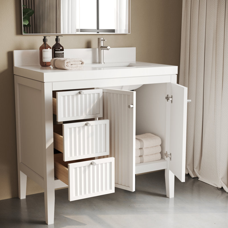 36in Single Vanity, White