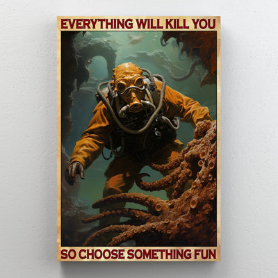 «Diving So Choisissez Quelque chose amusant», reproduction d'art graphique sur toile tendue 1 pièce